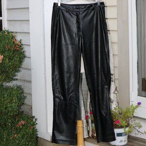 Elie Tahari Black Vegan Faux Leather Slim Pants Sz 6